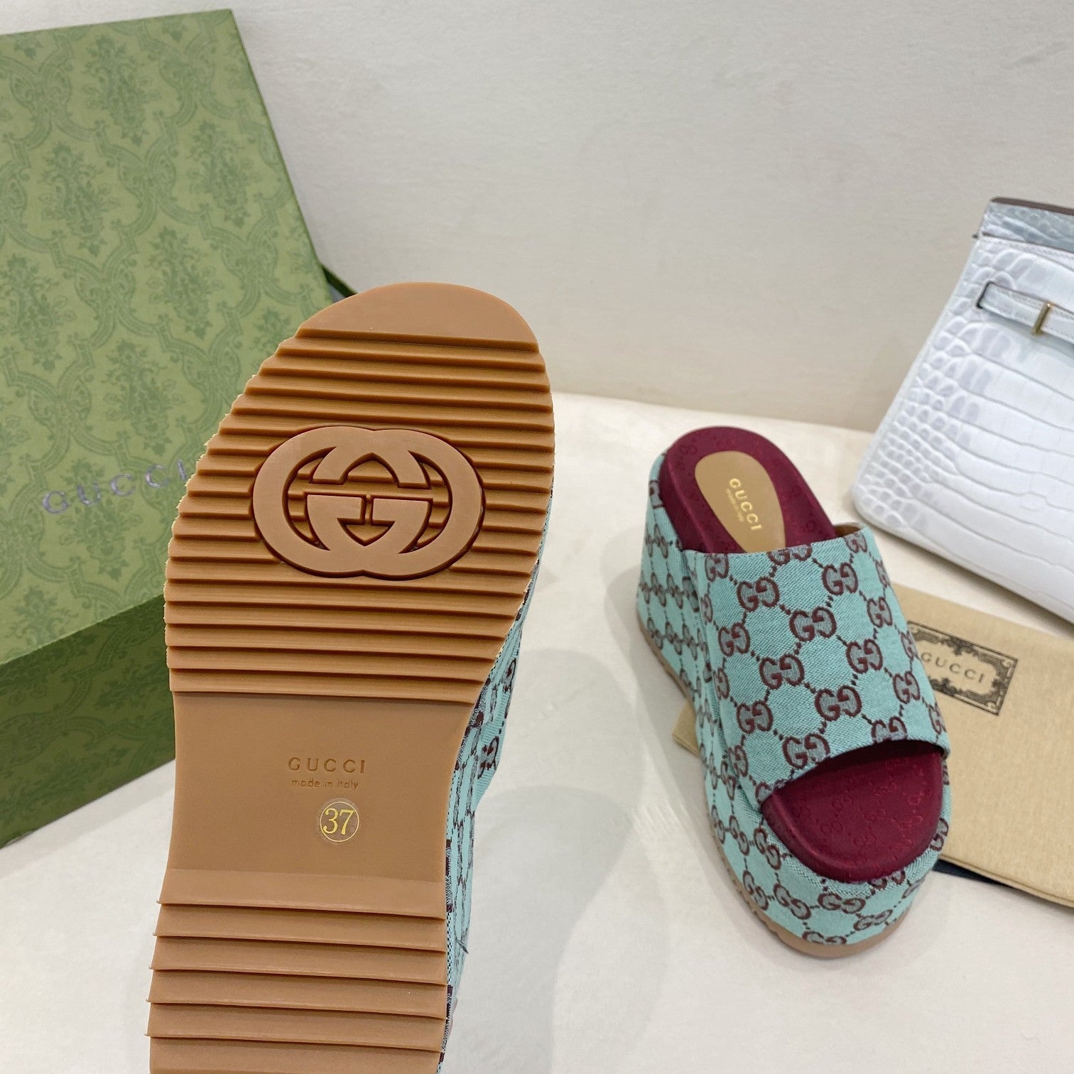 Gucci Platform Slide Sandal Blue