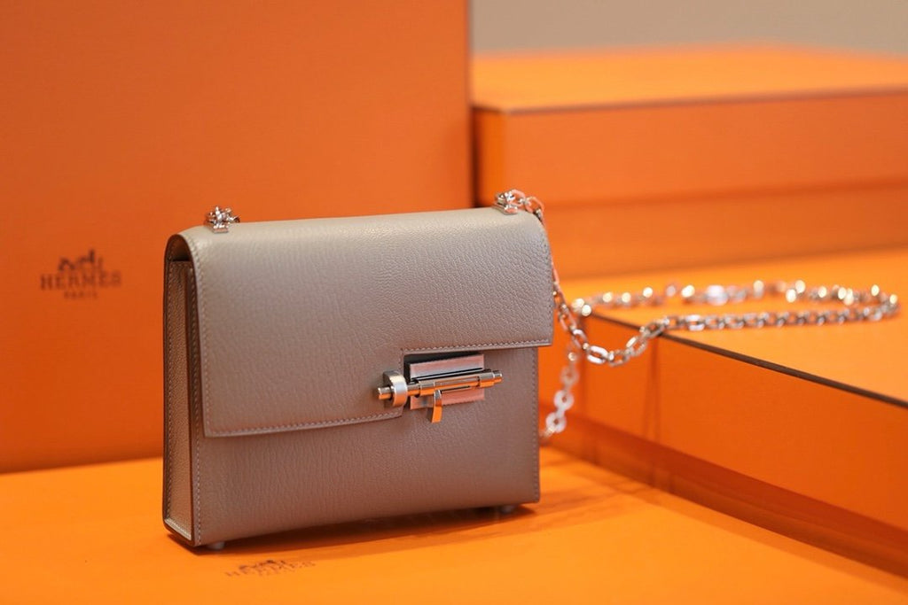 Hermes Verrou Chain Birkin Handle Bag 17cm Grey