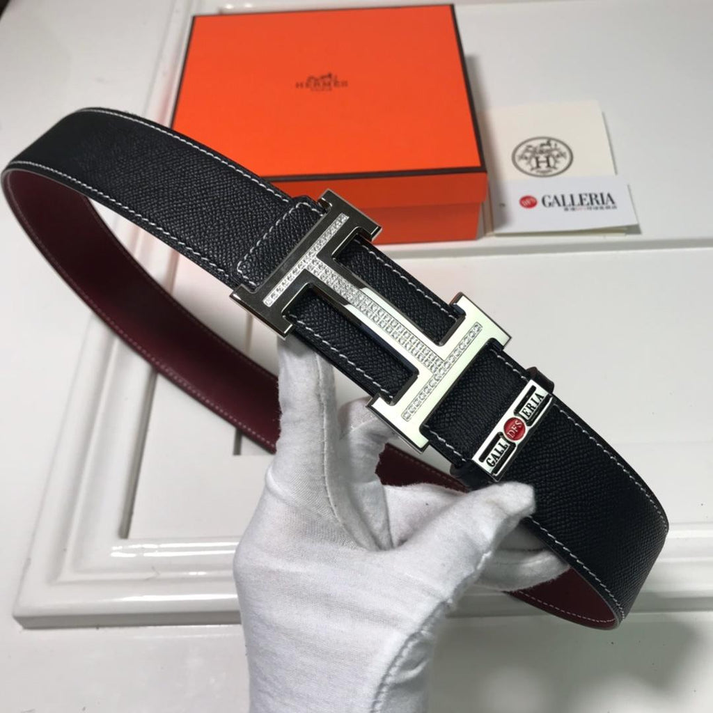Hermes Focus Belt Buckle & Reversible Leather Strap Black