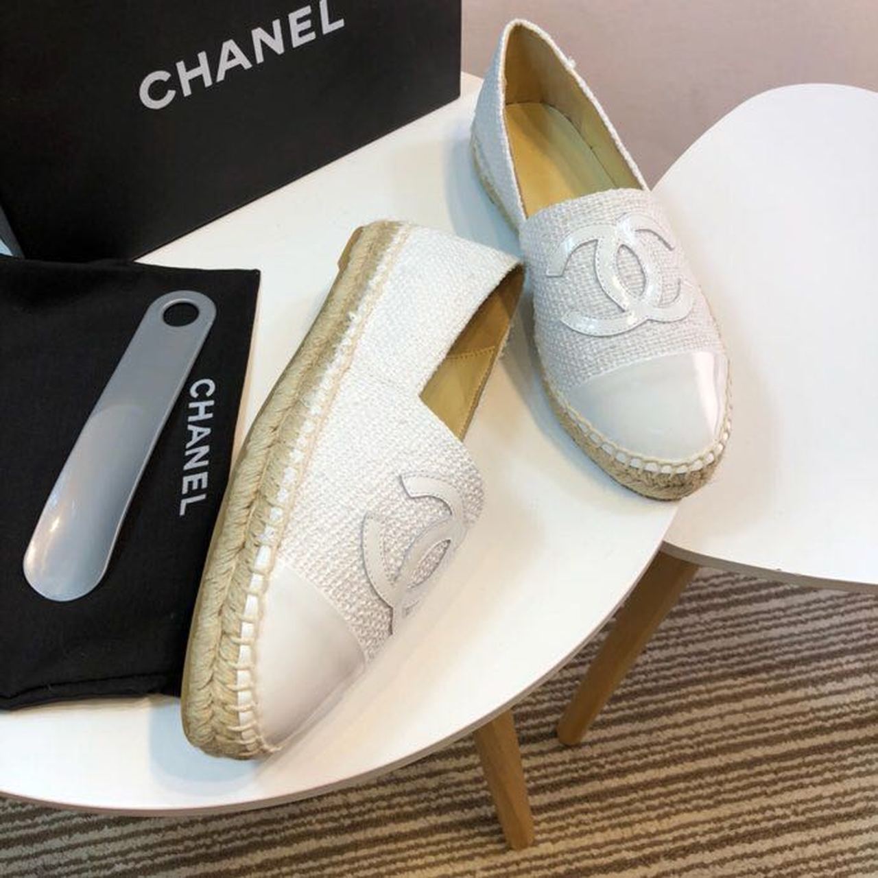Tweed and Patent Leather CC Espadrilles Spring/Summer Collection Act 2 White