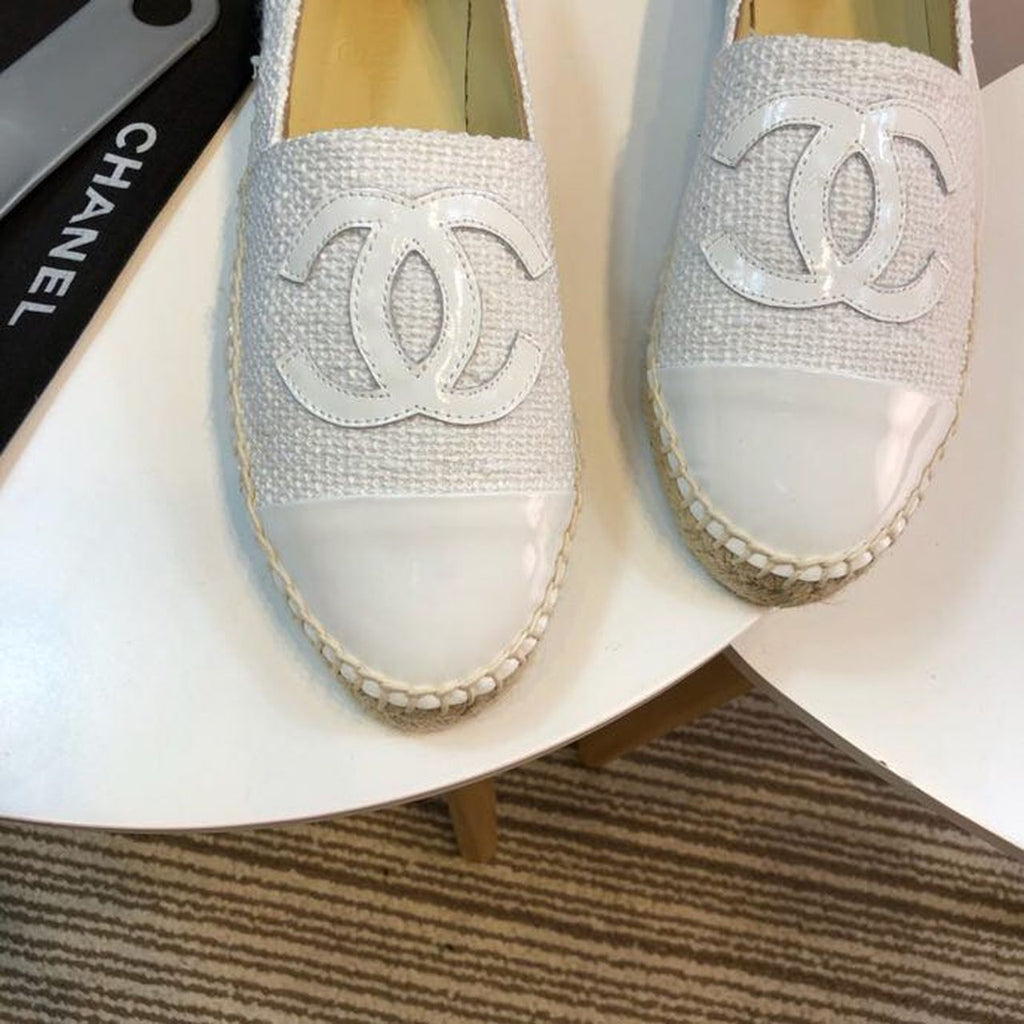 Tweed and Patent Leather CC Espadrilles Spring/Summer Collection Act 2 White