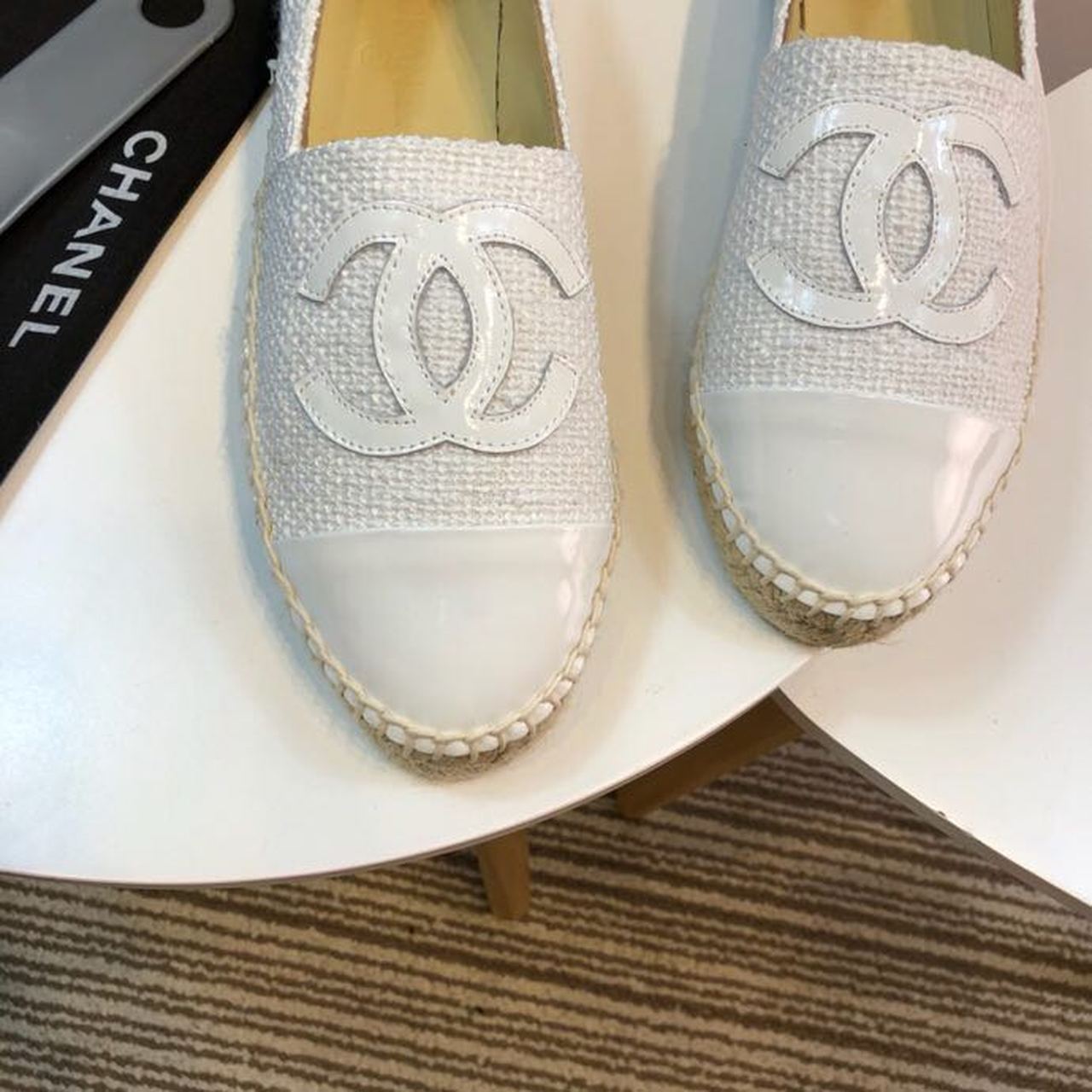 Tweed and Patent Leather CC Espadrilles Spring/Summer Collection Act 2 White