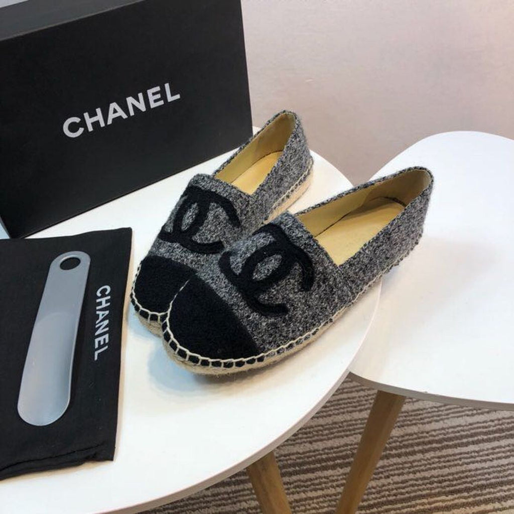 Tweed and Fabric Espadrilles Spring/Summer Collection Act 2 Grey/Black
