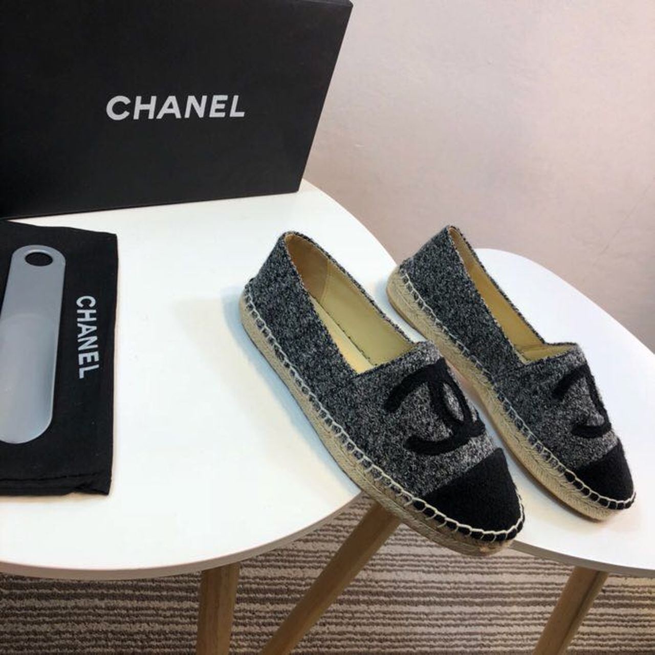 Tweed and Fabric Espadrilles Spring/Summer Collection Act 2 Grey/Black