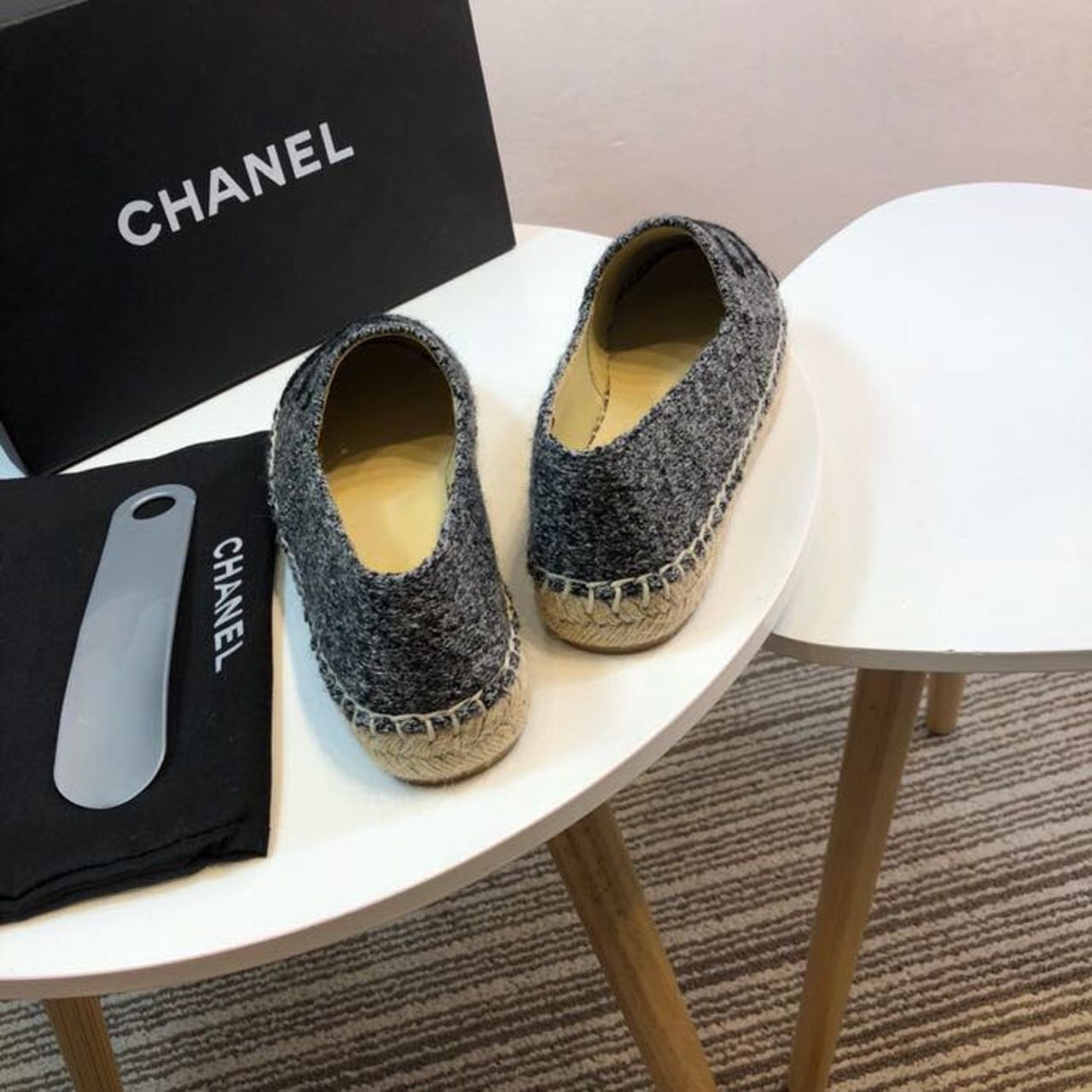 Tweed and Fabric Espadrilles Spring/Summer Collection Act 2 Grey/Black