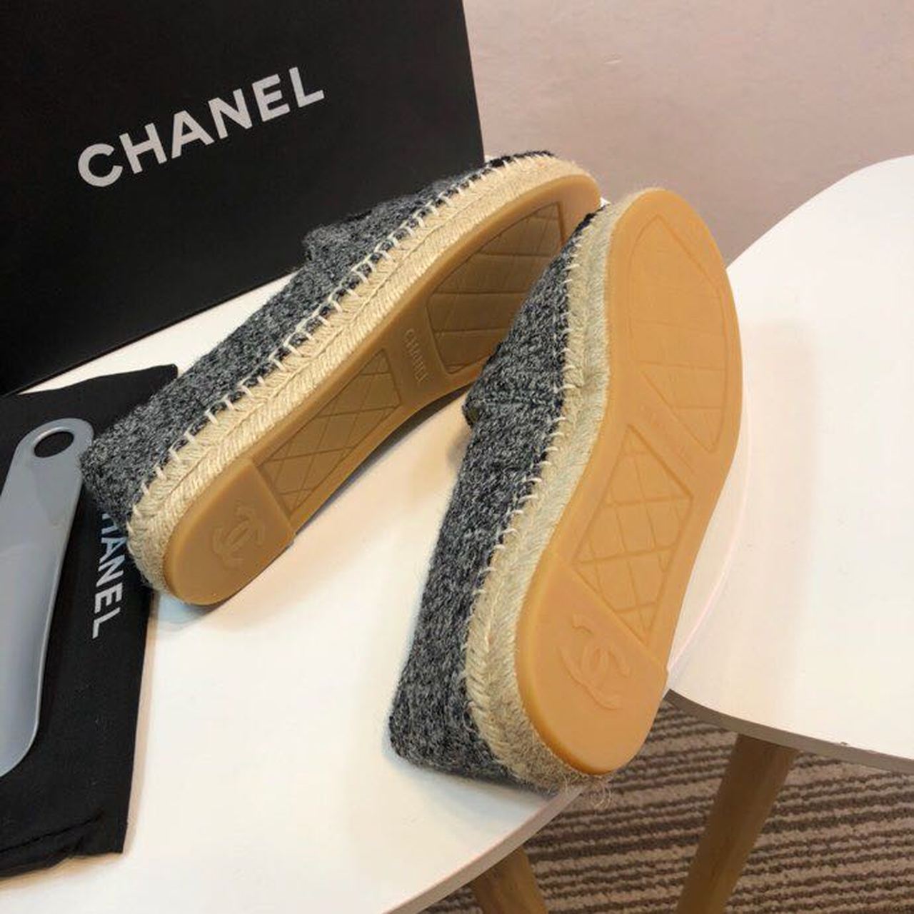 Tweed and Fabric Espadrilles Spring/Summer Collection Act 2 Grey/Black