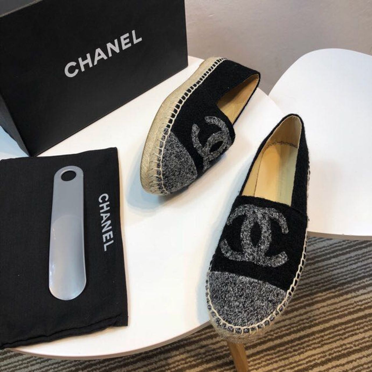 Chanel Tweed and Fabric Espadrilles Spring/Summer Collection Act 2 Black/Grey