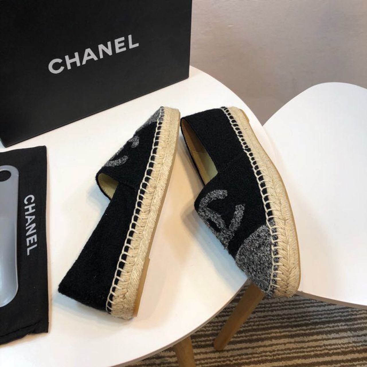 Chanel Tweed and Fabric Espadrilles Spring/Summer Collection Act 2 Black/Grey