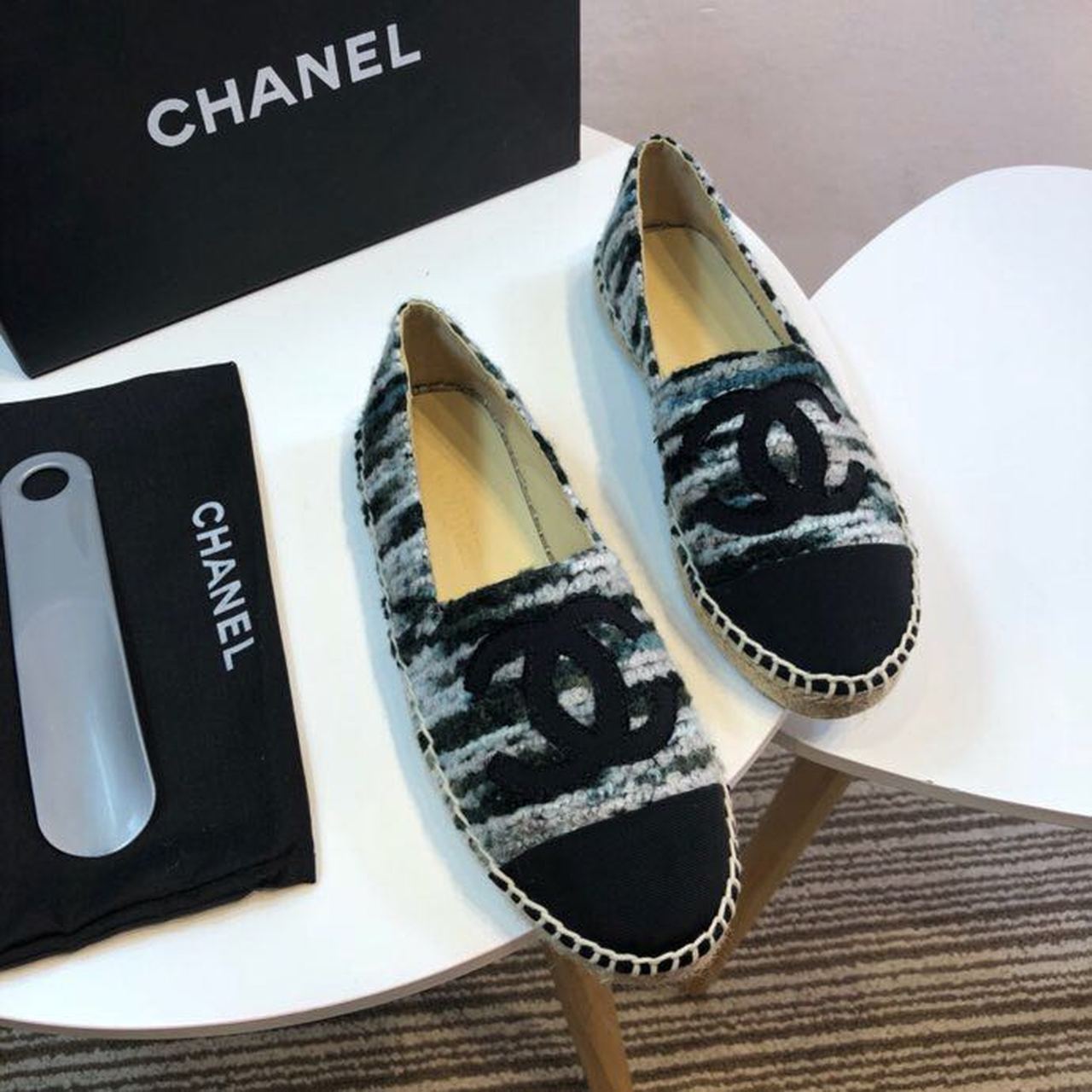 Chanel Wool and Fabric Espadrilles Spring/Summer Collection Act 2 Black/Grey