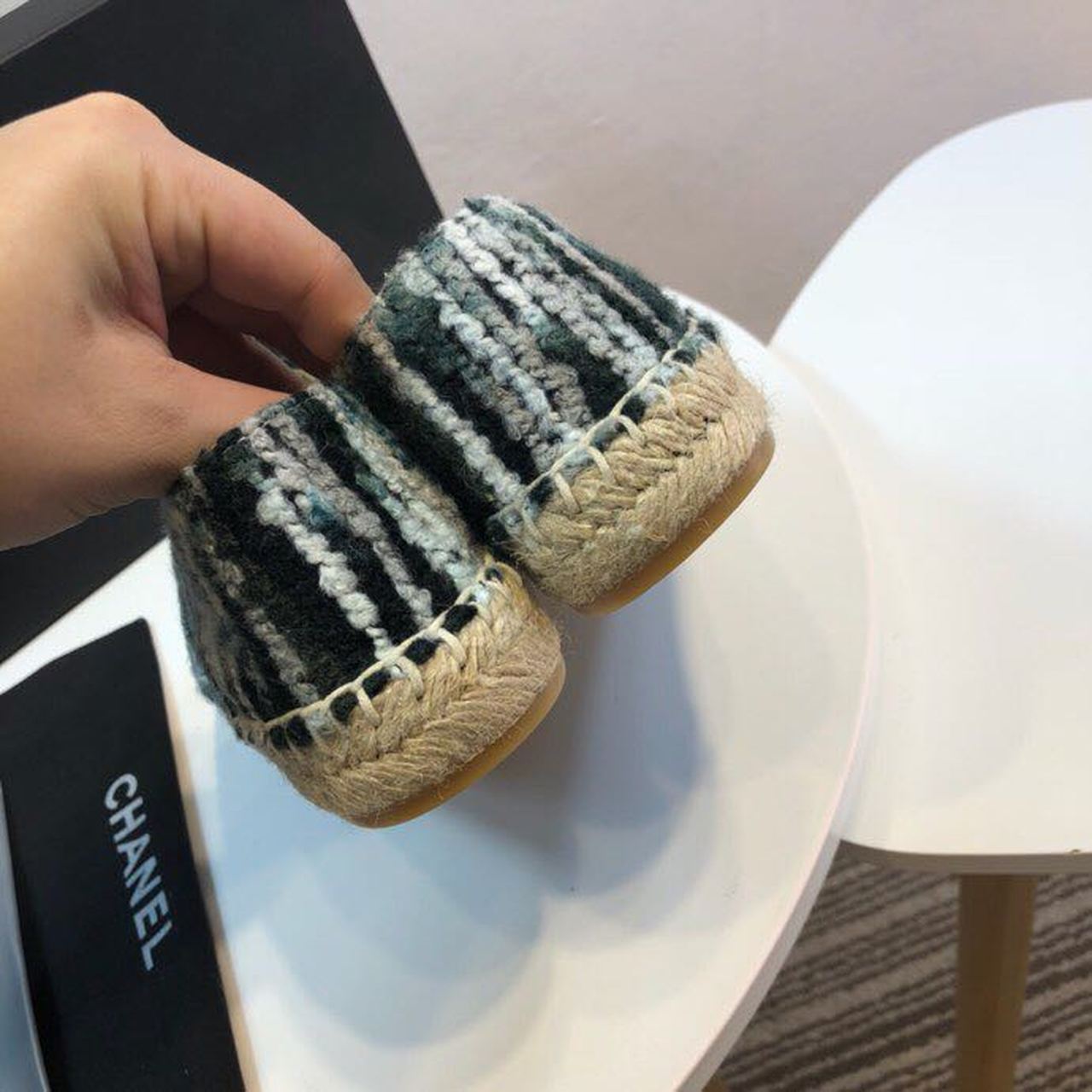 Chanel Wool and Fabric Espadrilles Spring/Summer Collection Act 2 Black/Grey