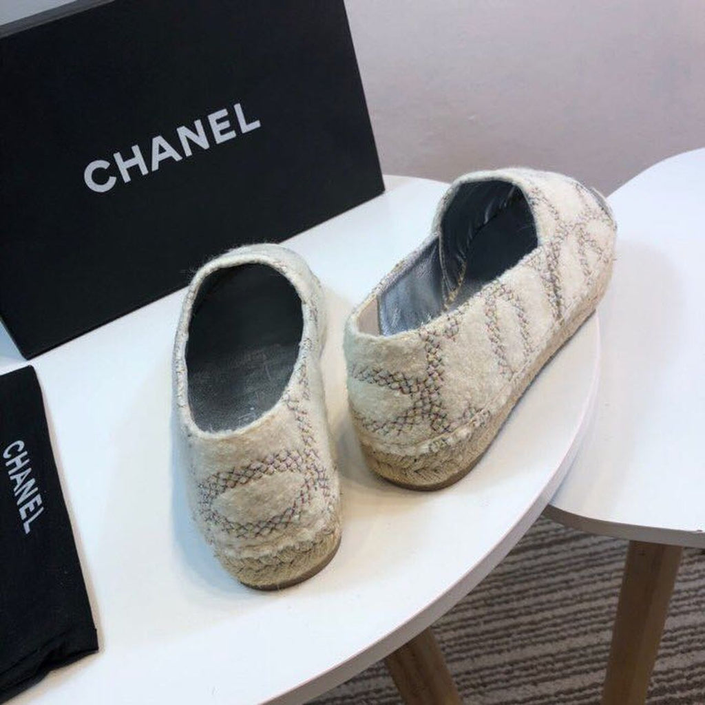 Chanel Wool and Lambskin Toe Espadrilles Spring/Summer Collection Act 2 White Multi/Silver