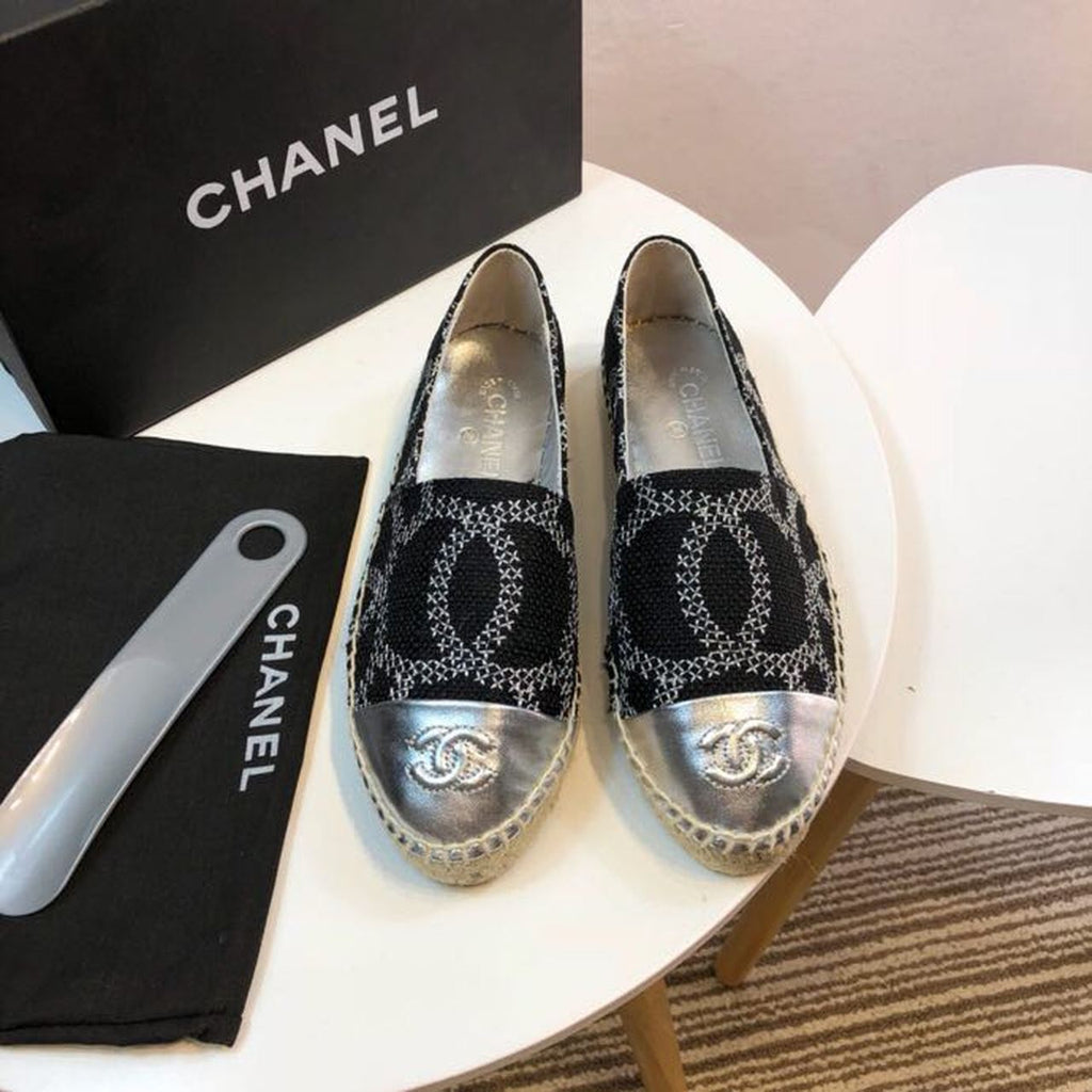 Chanel Tweed and Lambskin Toe Espadrilles Spring/Summer Collection Act 2 Black/Silver