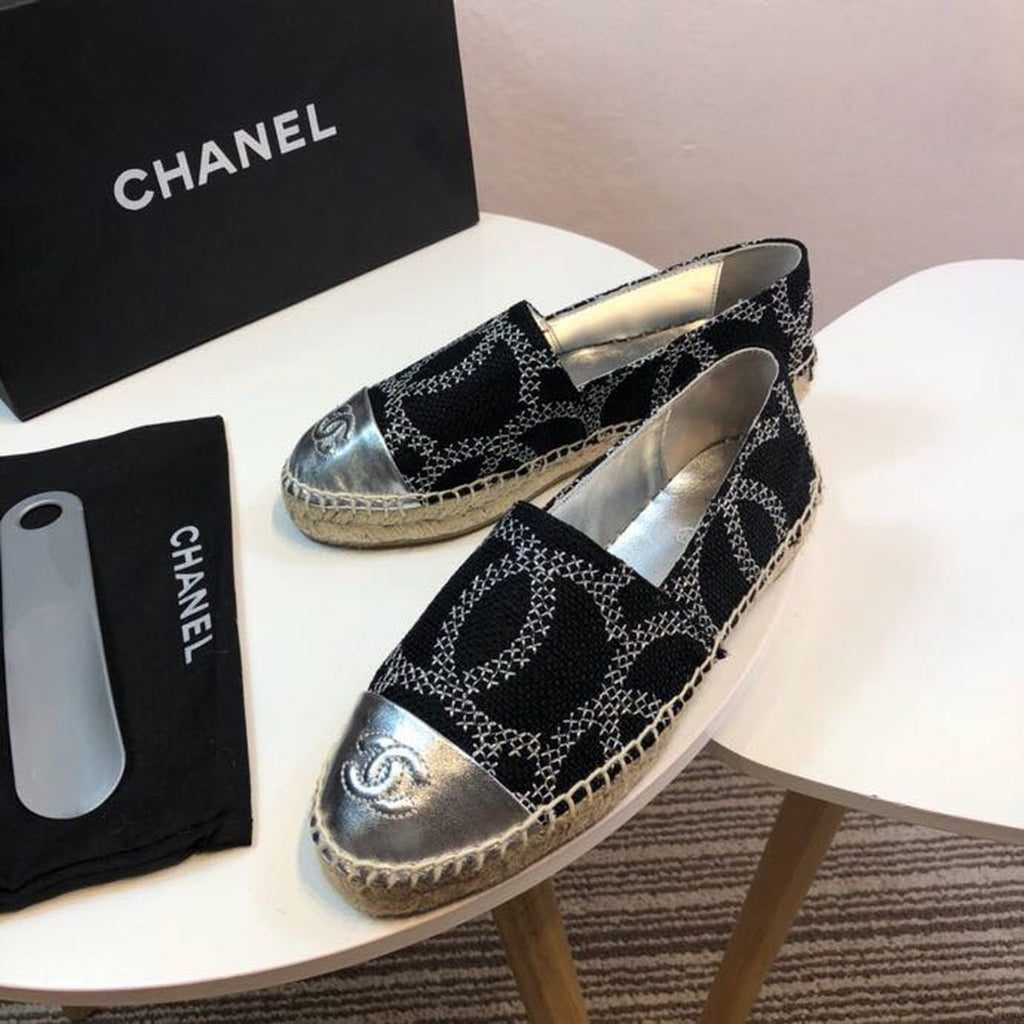Chanel Tweed and Lambskin Toe Espadrilles Spring/Summer Collection Act 2 Black/Silver