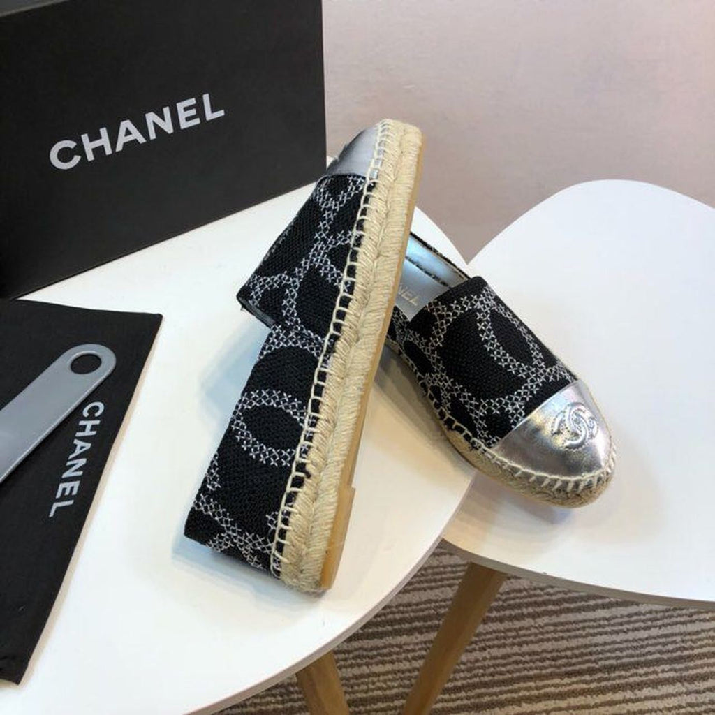 Chanel Tweed and Lambskin Toe Espadrilles Spring/Summer Collection Act 2 Black/Silver