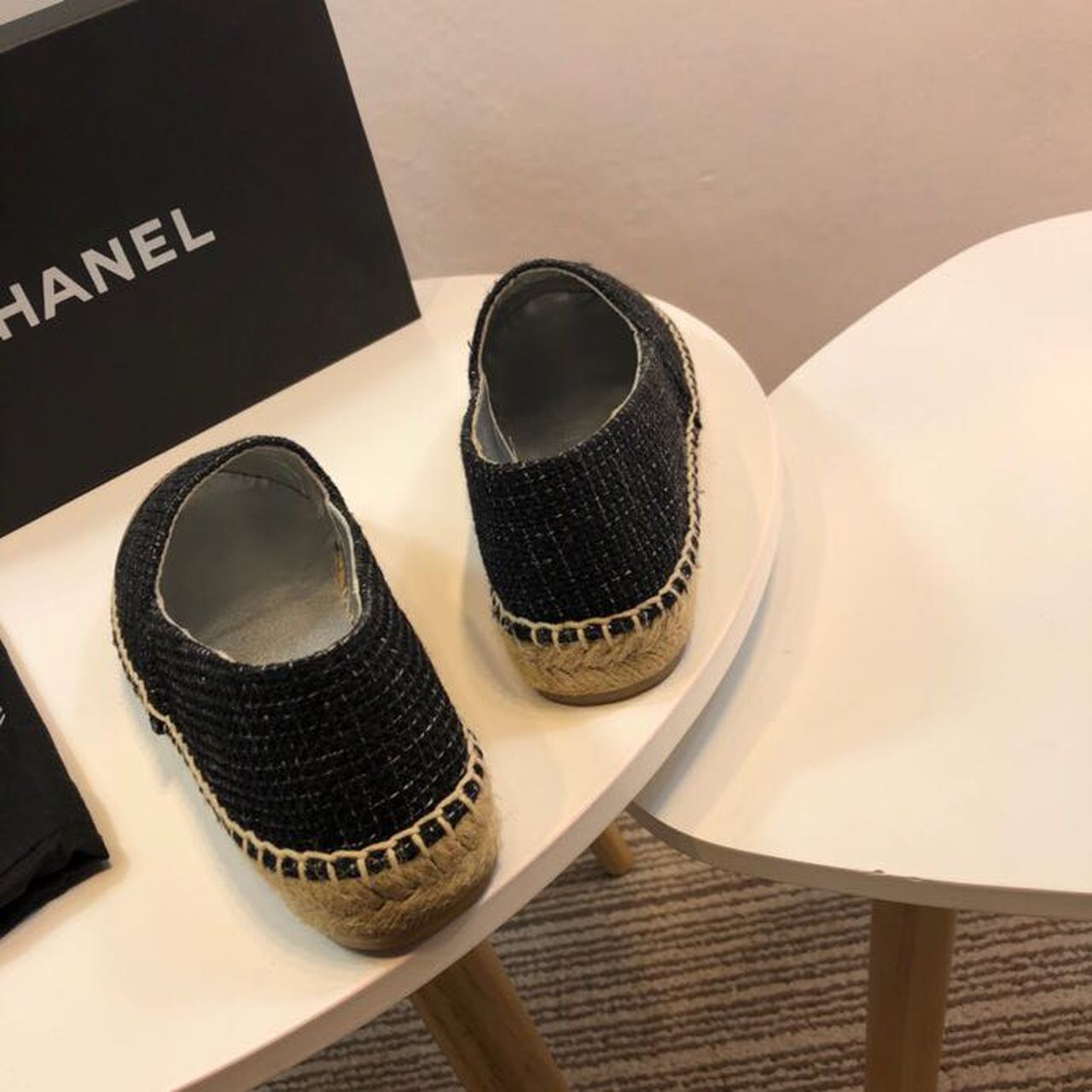 Chanel Tweed and Lambskin Toe Espadrilles Spring/Summer Collection Act 2 Black/Metallic
