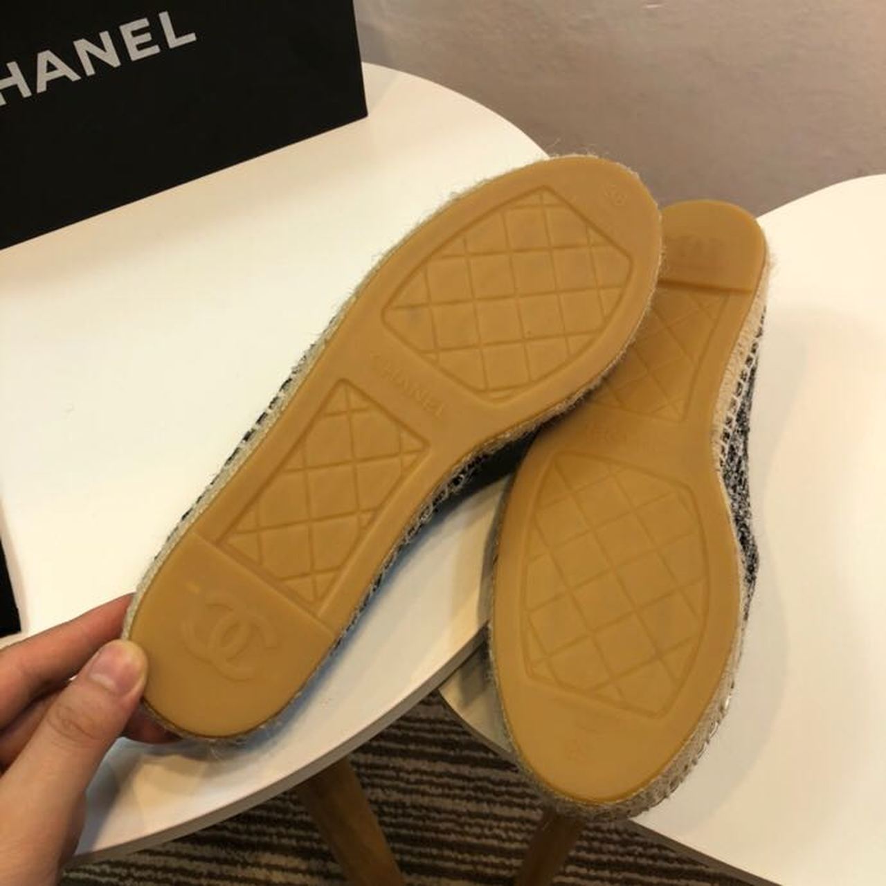 Chanel Tweed and Lambskin Toe Espadrilles Spring/Summer Collection Act 2 Black/Metallic