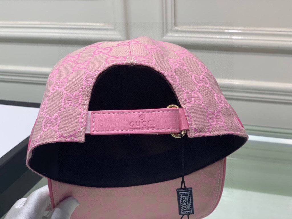 Gucci Canvas Baseball Cap with Web Pink
