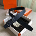 Hermes H Guillochee Belt Buckle & Reversible Leather Strap Black