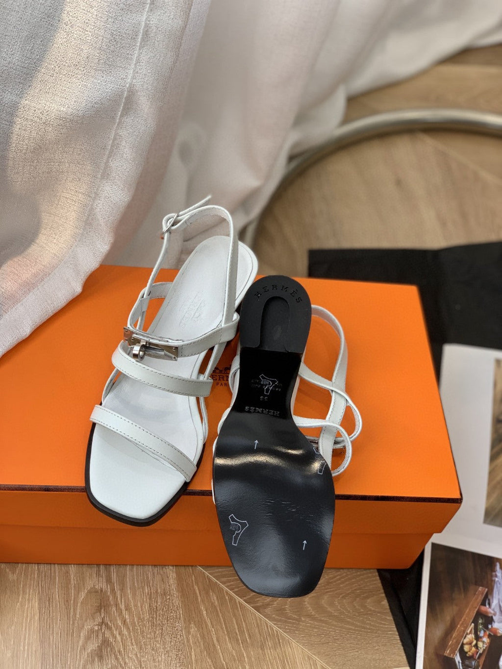 Hermes Eve 60 Sandal White