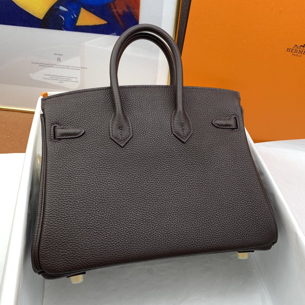 Hermes Birkin 25 Nata Swift Gold Hardware Dark Brown