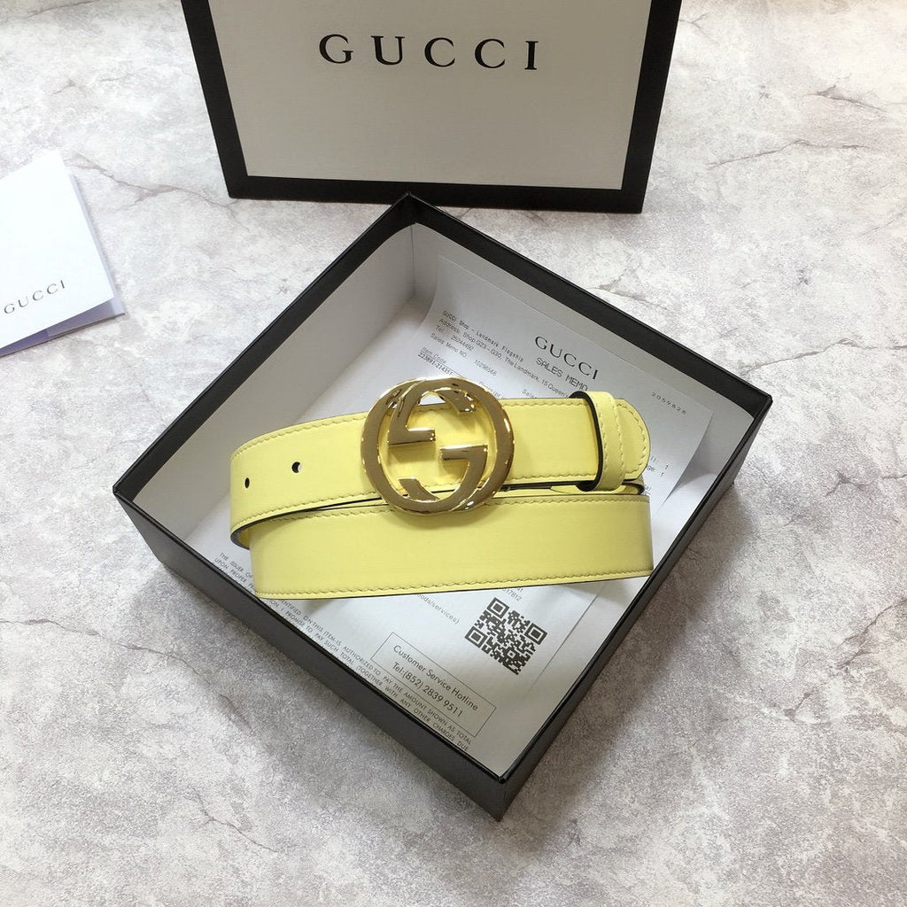 Gucci Belt With Double G Buckle Yellow
