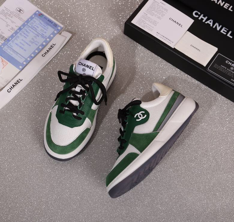 Chanel Trainers Sneakers White/Dark Green