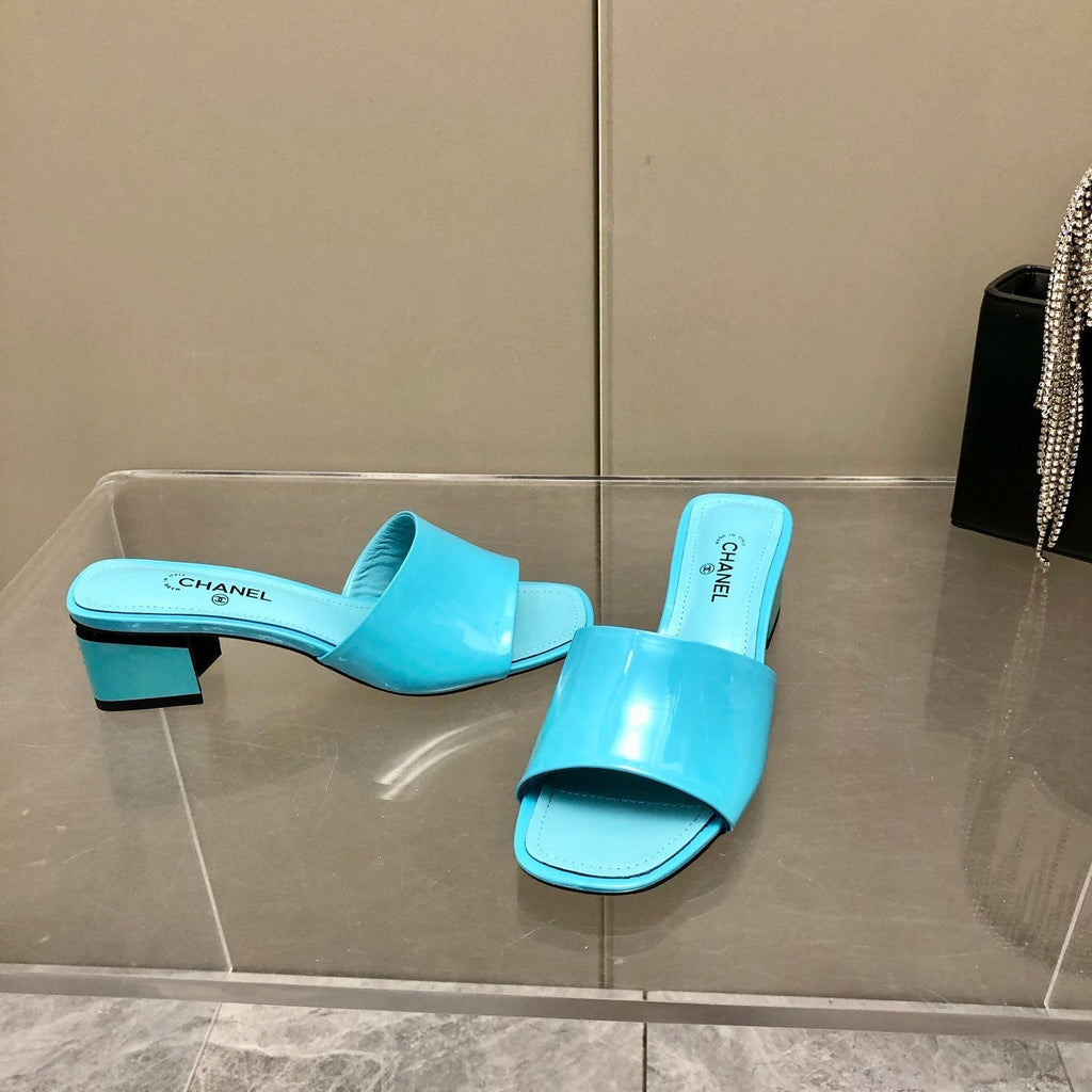 Chanel Mules Jade Light Blue