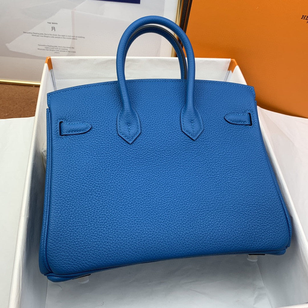 Hermes Birkin 25 Nata Swift Silver Hardware Blue