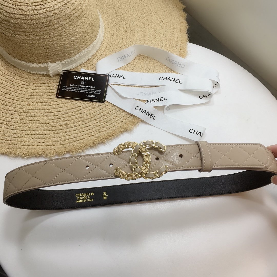 Chanel Belt With Double C Buckle Beige