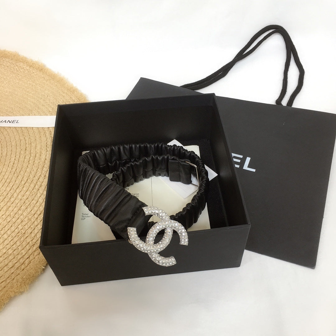 Chanel Belt With Beaded Buckle Black