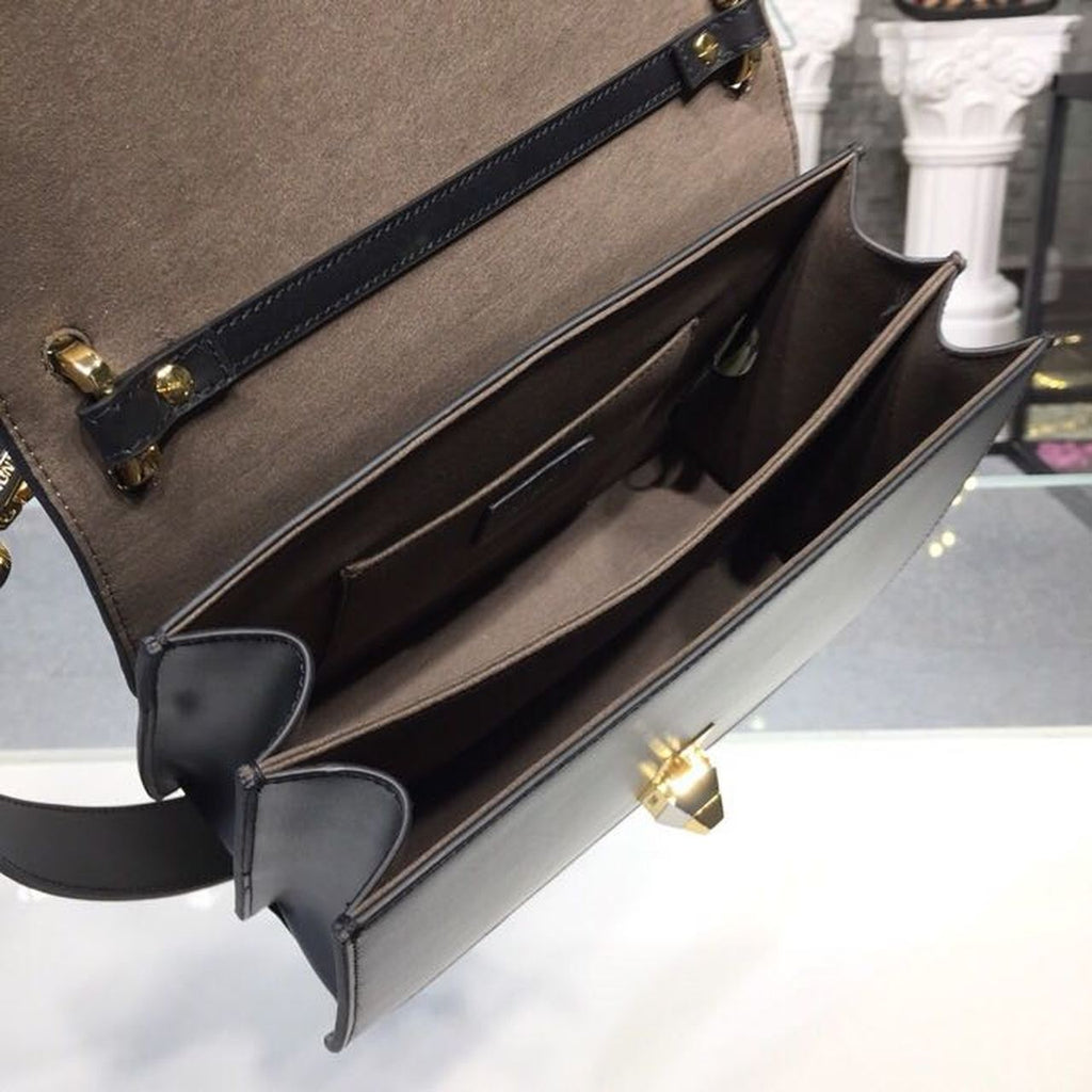 Fendi FF Embossed Kan I Bag 25cm Calfskin Leather Pre-Fall Collection, Black