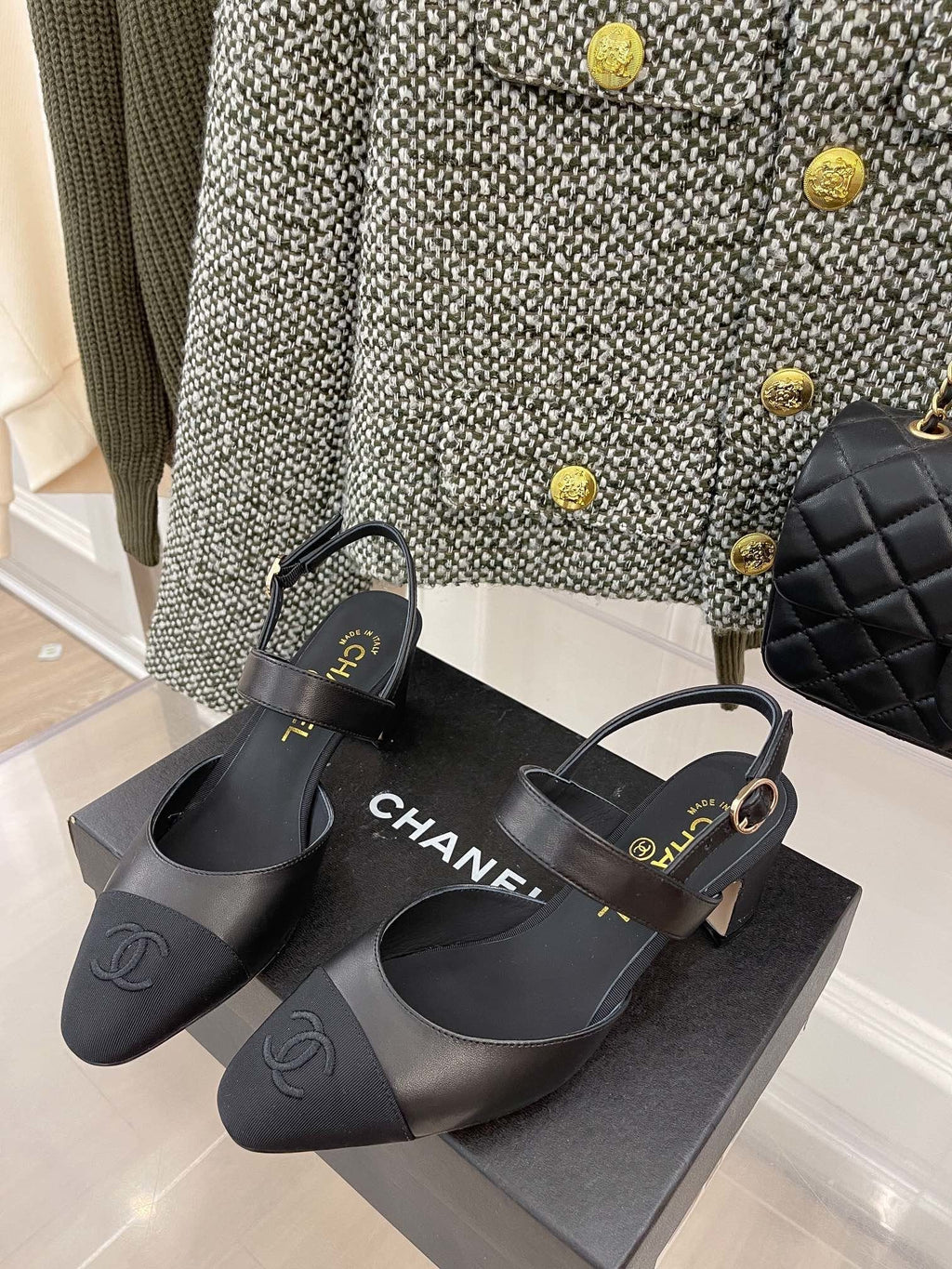 Chanel Sling Back Black