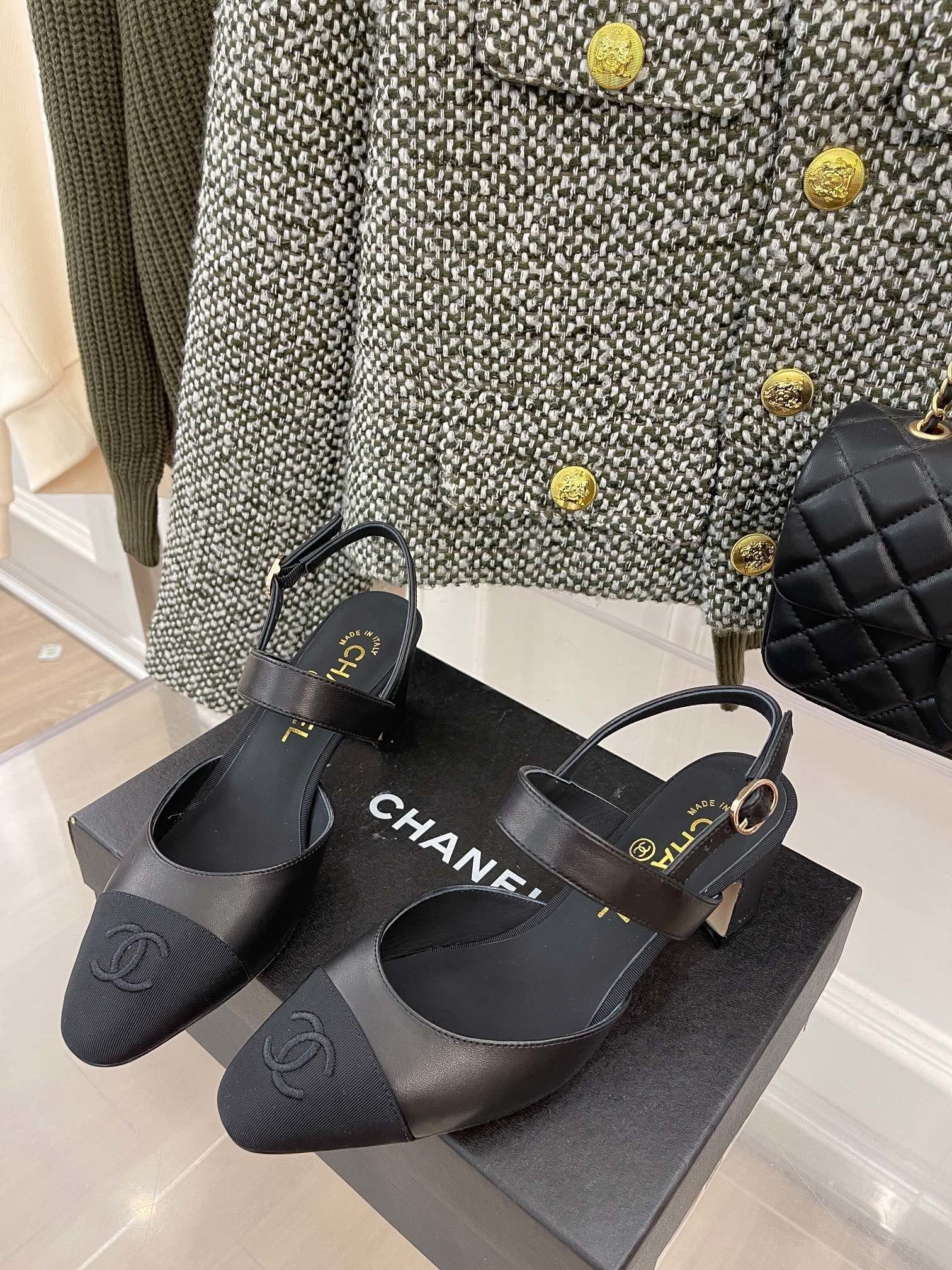 Chanel Sling Back Black
