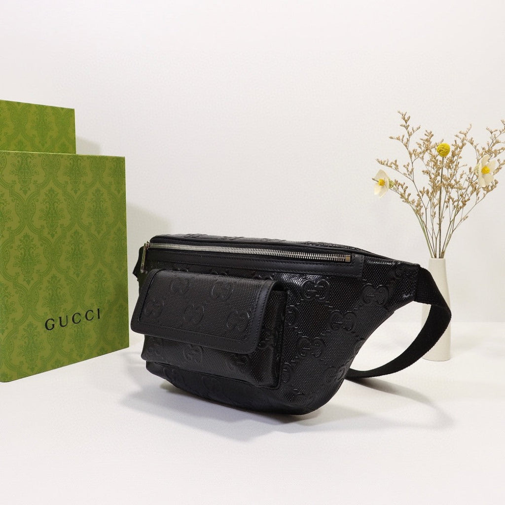 Gucci Embossed Belt Bag 28cm Black