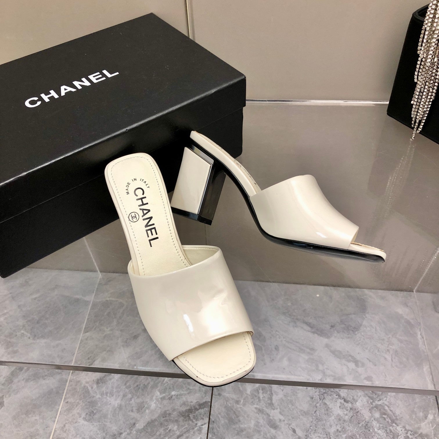 Chanel Mules White