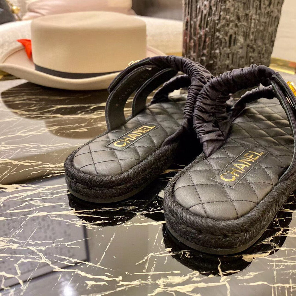 Chanel Ruched Mule Sandals Calfskin Leather Spring/Summer Collection Black