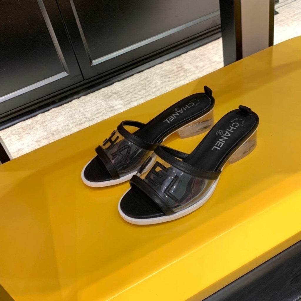 Chanel Transparent PVC Mules & Lambskin Leather Spring/Summer Collection Black