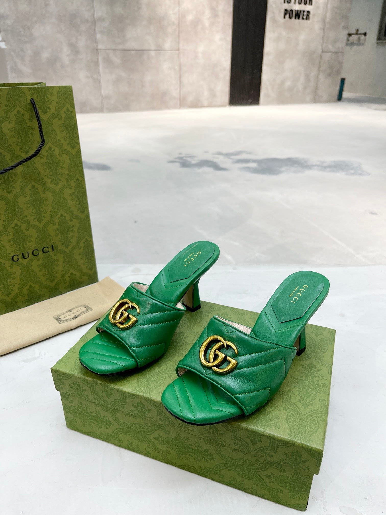 Gucci Double G Slide Sandal Green