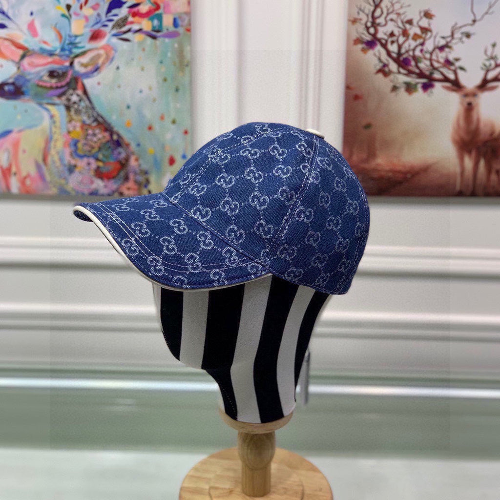 Gucci Canvas Baseball Cap with Web Blue