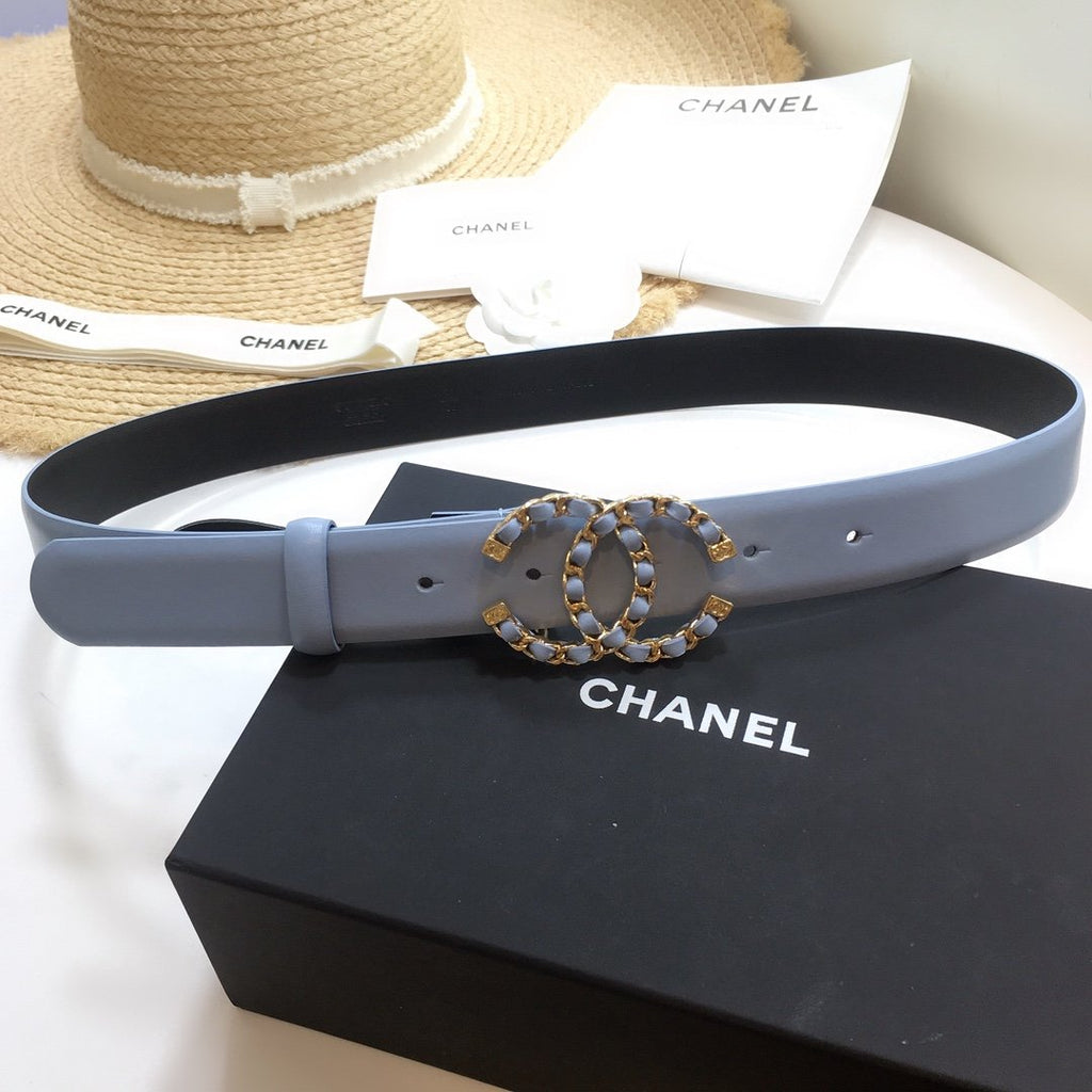 Chanel Belt With Double C Buckle Blue