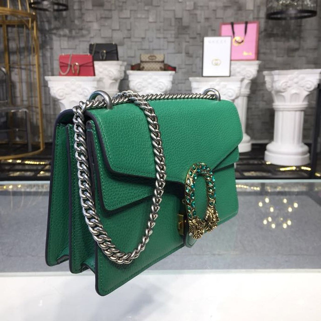 Gucci Dionysus Crystal Shoulder Bag 28cm 400249 Calfskin Leather Spring/Summer Collection, Green