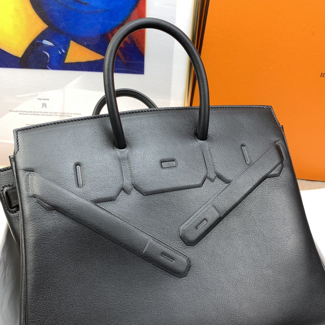 Hermes Etoupe Shadow Birkin 25 Black