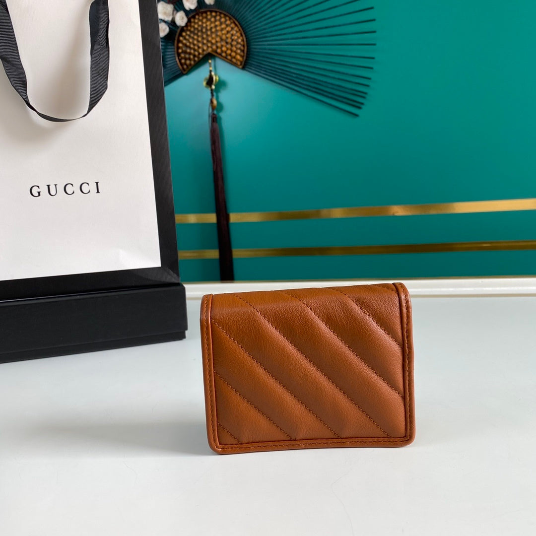 Gucci Marmont Card Case Brown Wallet 11cm