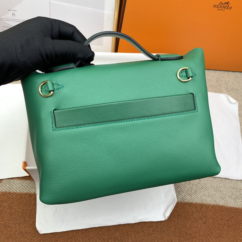 Hermes 24 24 21cm Noir Black Clémence Green