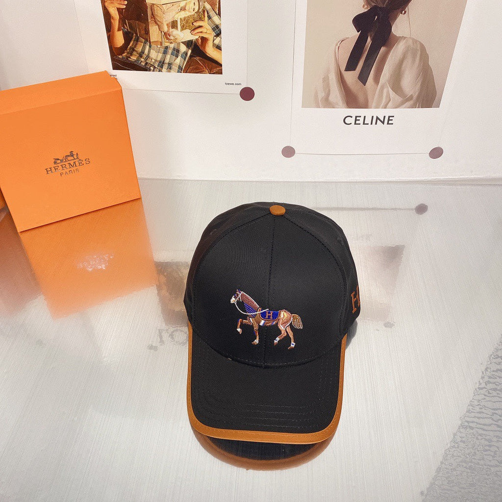 Hermes Horse Cap Black