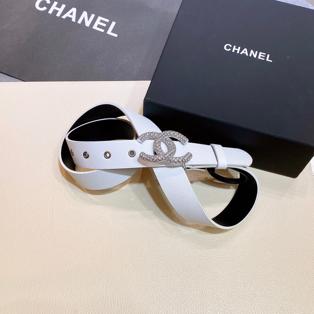 Chanel Belt With Beaded Buckle White