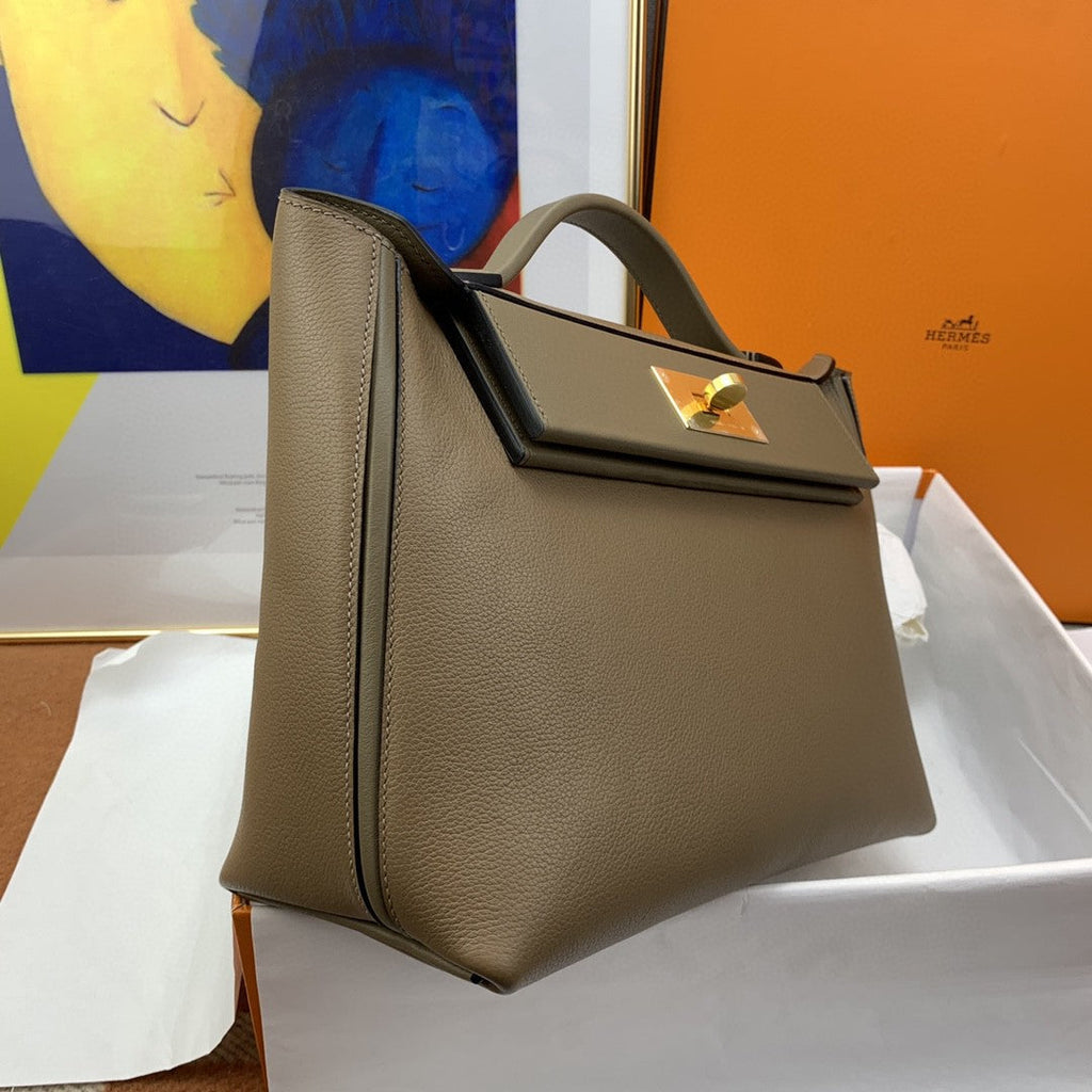 Hermes 24 24 29cm Noir Black Clémence Brown