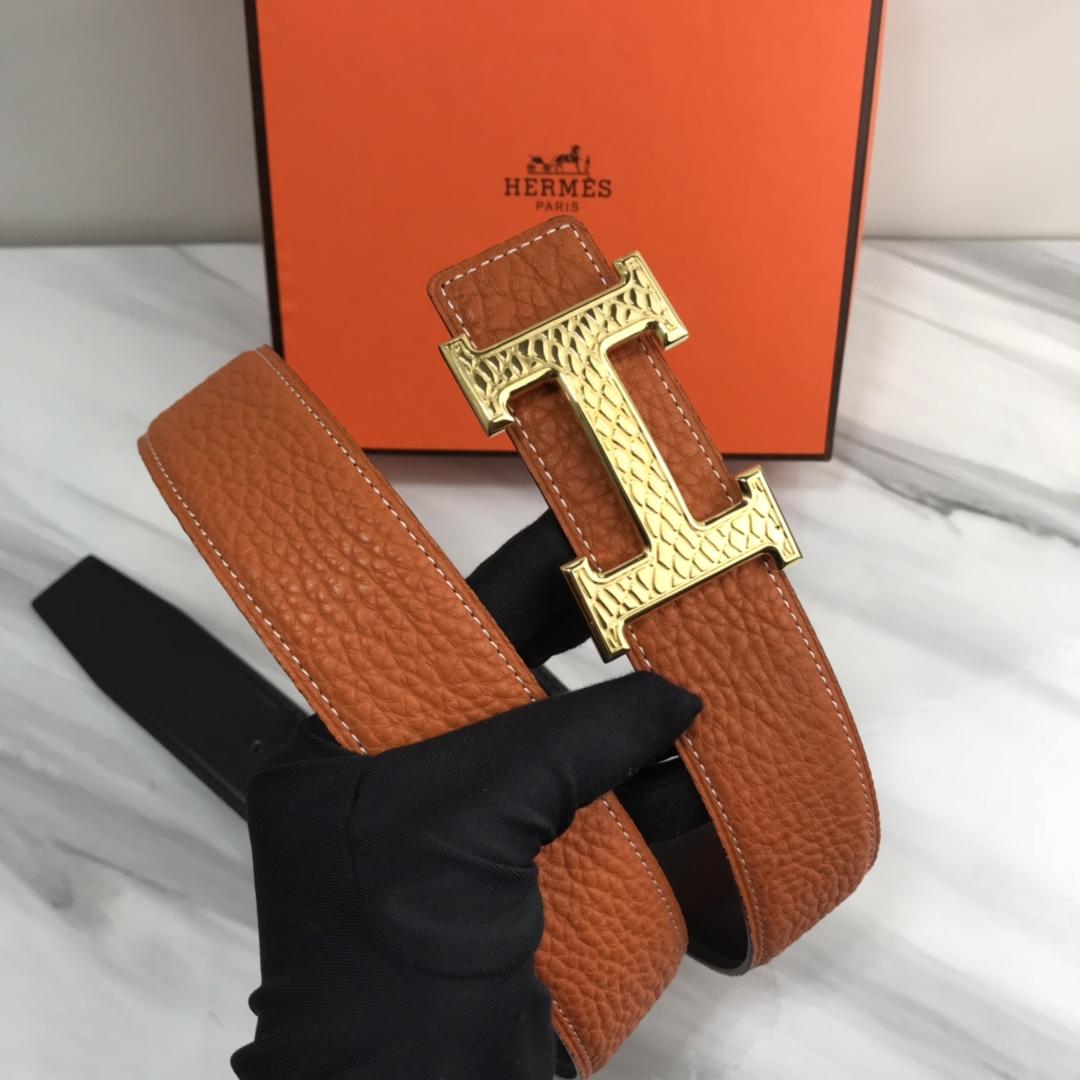 Hermes Quizz Touareg Belt Buckle & Reversible Leather Orange