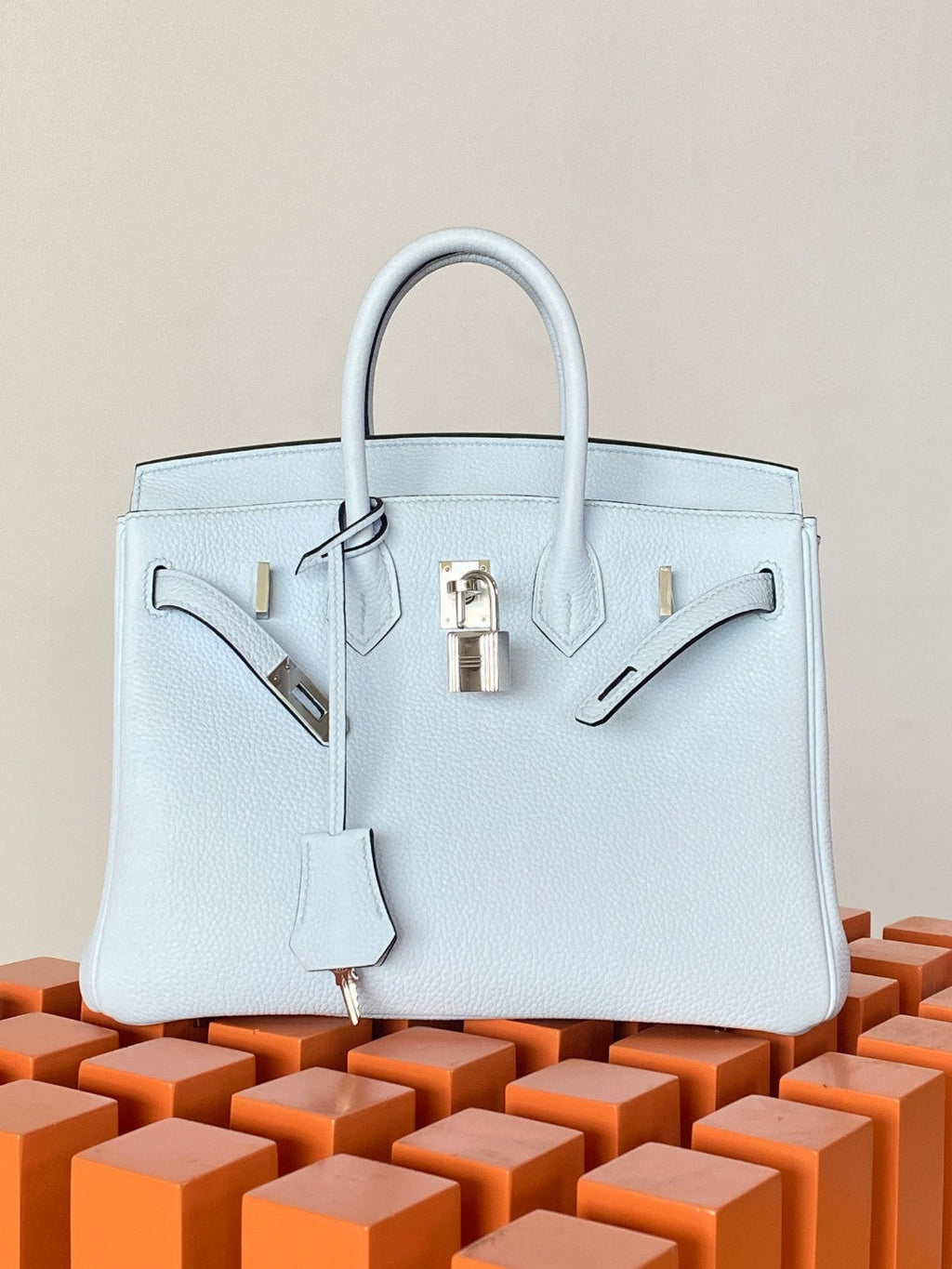 Hermes Birkin 25 Nata Swift Silver Hardware Light Blue