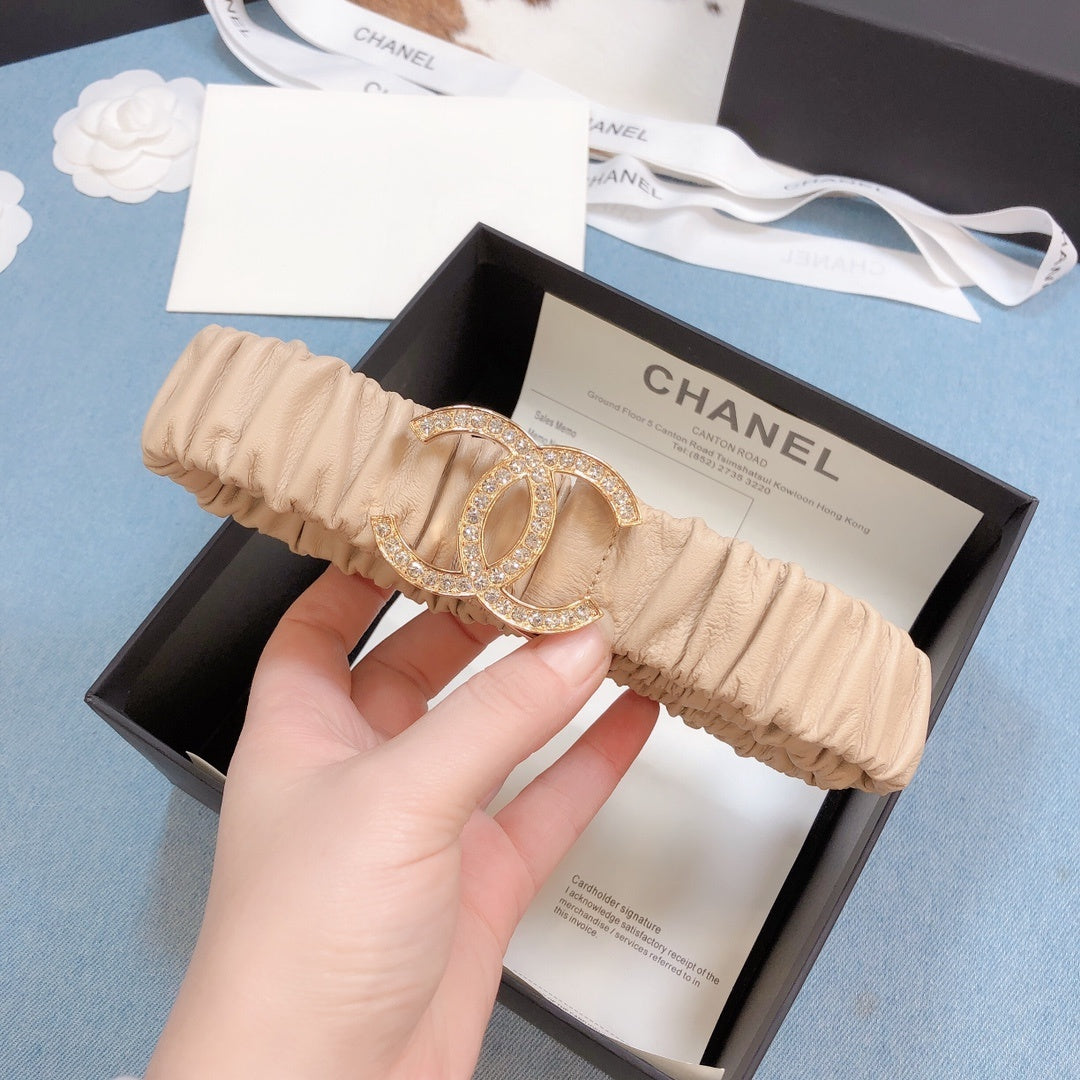 Chanel Belt With Double C Buckle Beige